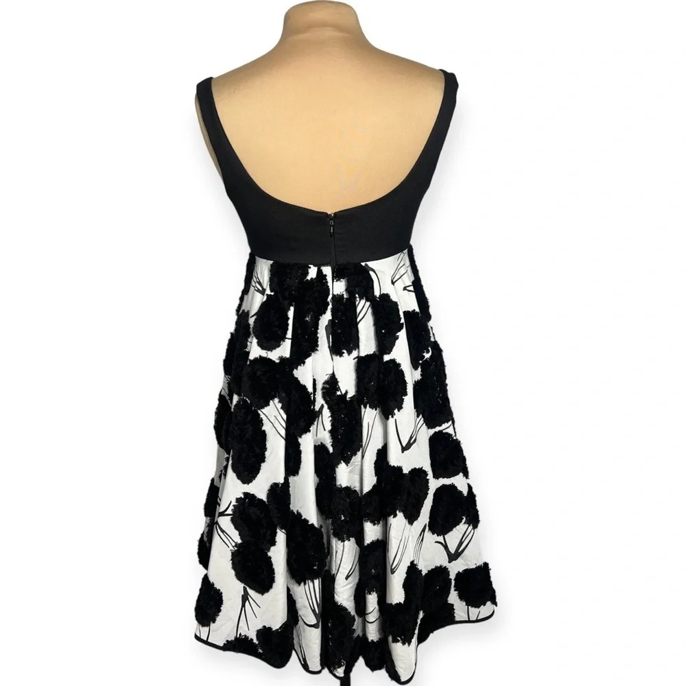 Milly black and white retro baby doll cocktail dress size 4 - Picture 7 of 13